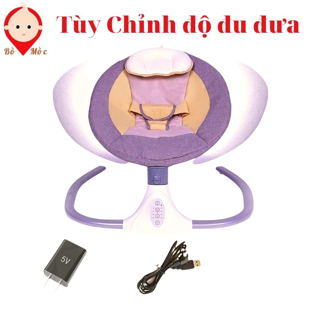 Nôi Điện Ru Ngủ Tự Rung Có Điều Khiển Cho Bé Nằm Ngoan Không Quấy Khóc - Shop Bố Mốc