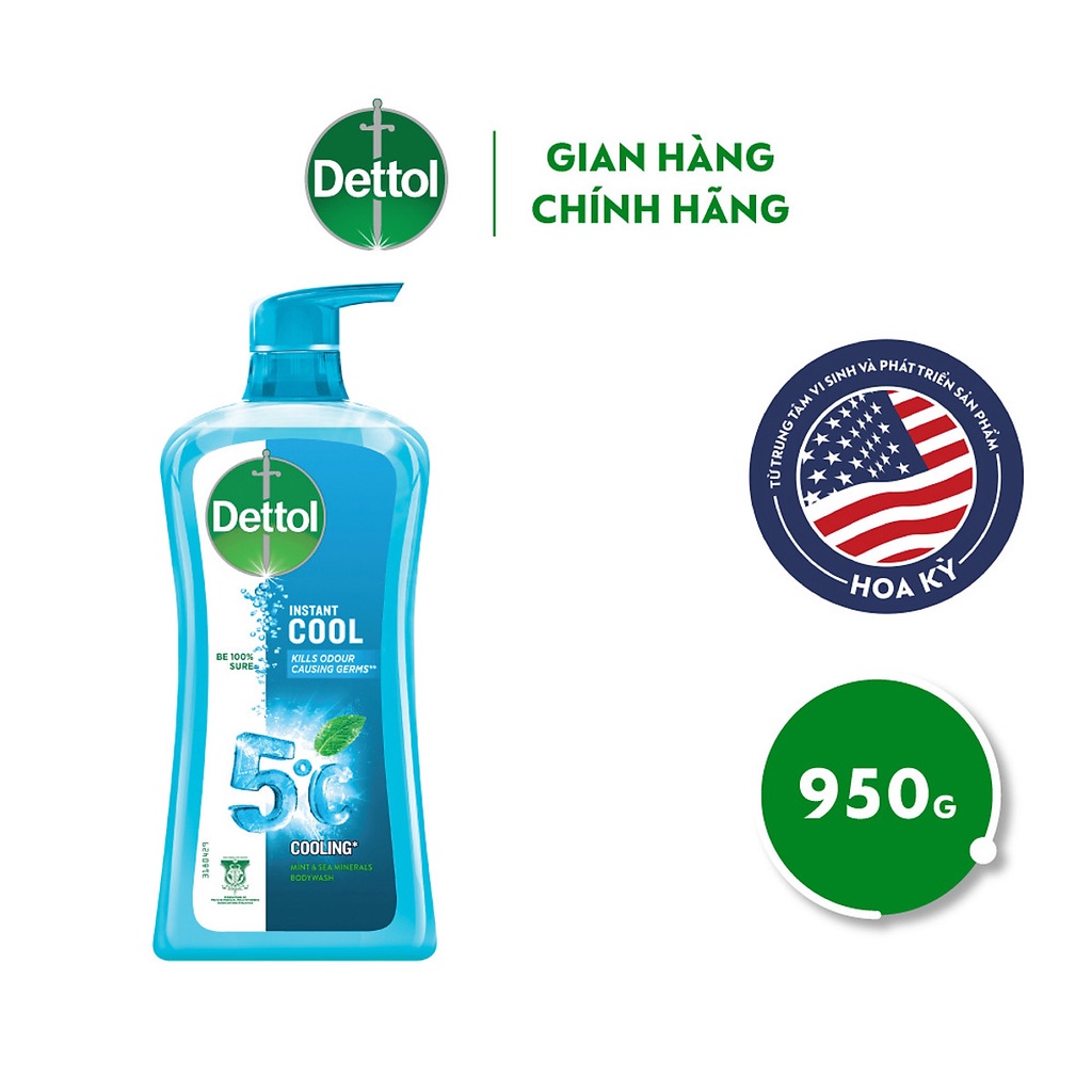 Sữa tắm Dettol mát lạnh tức thì - chai 950g