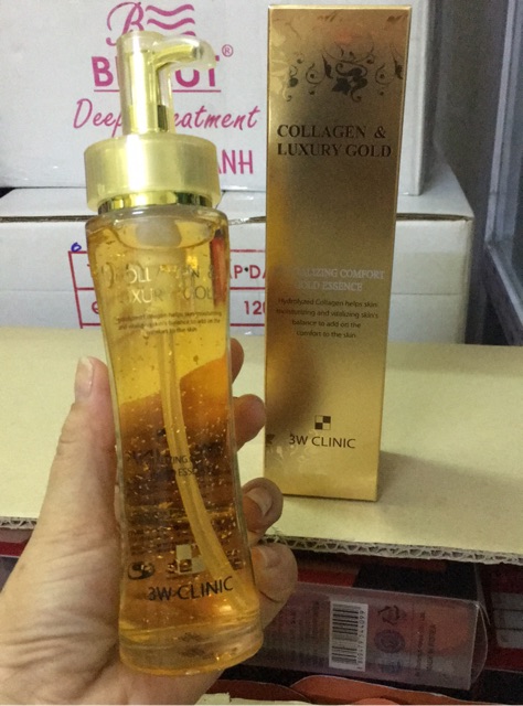 [chính hãng] seurum collagen luxury gold 3w clinic dưỡng trắng da mờ thâm nám chai lớn 150ml