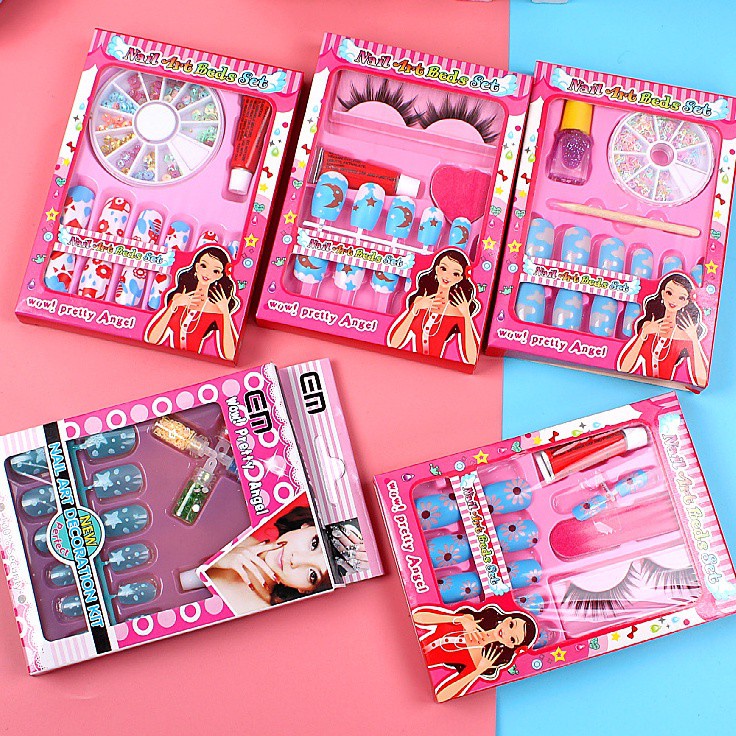 Bộ Móng Tay Giả Kèm Keo Dán Chống Nước In Hình Frozen Thời Trang Cho Trẻ Em