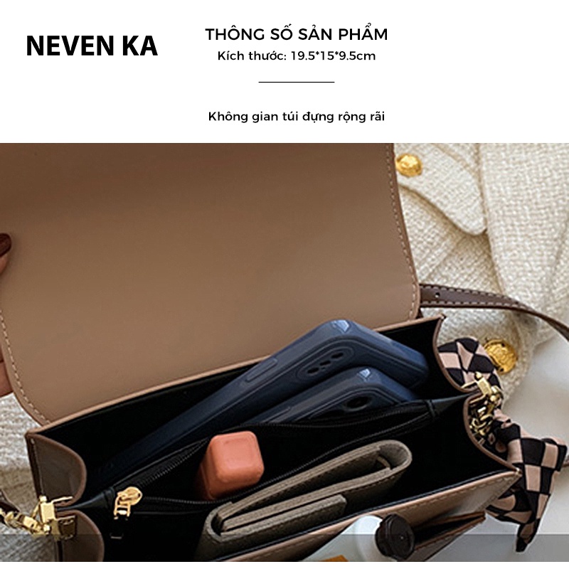 Túi Đeo Chéo Dây Phối Khăn Nắp Khóa Tròn Phong Cách Trẻ Trung NEVENKA N6795