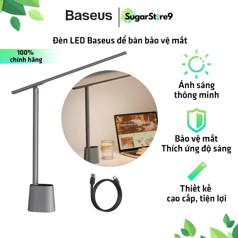 Đèn LED Để Bàn - Đèn Học Sinh Baseus Bảo Vệ Mắt Với Ánh Sáng Thông Minh Thích Ứng Độ Sáng Đa Dạng Có Thể Gấp Gọn