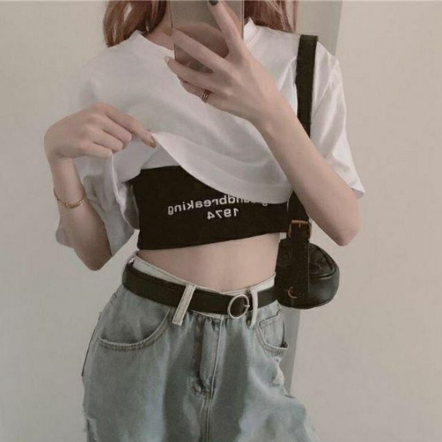 Sét áo Croptop in chữ mẫu Siêu hót 2020