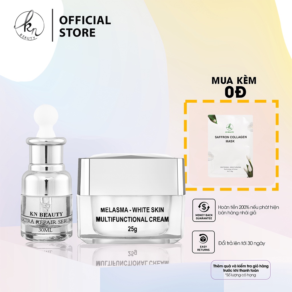 Bộ 2 sản phẩm Trắng Da Ngừa Nám KN Beauty chuyên sâu: Kem dưỡng 25g + Serum 30ml