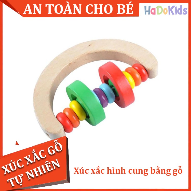 Bộ 4 Món Xúc Xắc, Lục Lạc Gỗ Cho Trẻ Sơ Sinh Phát Triển Thính Giác, Thị Giác