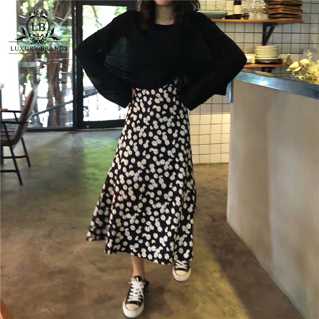 [Free Ship 30K] Chân váy midi họa tiết hoa xẻ tà dáng dài vintage Ulzzang 👑 Vải mềm mịn Hàng Quảng Châu | BigBuy360 - bigbuy360.vn