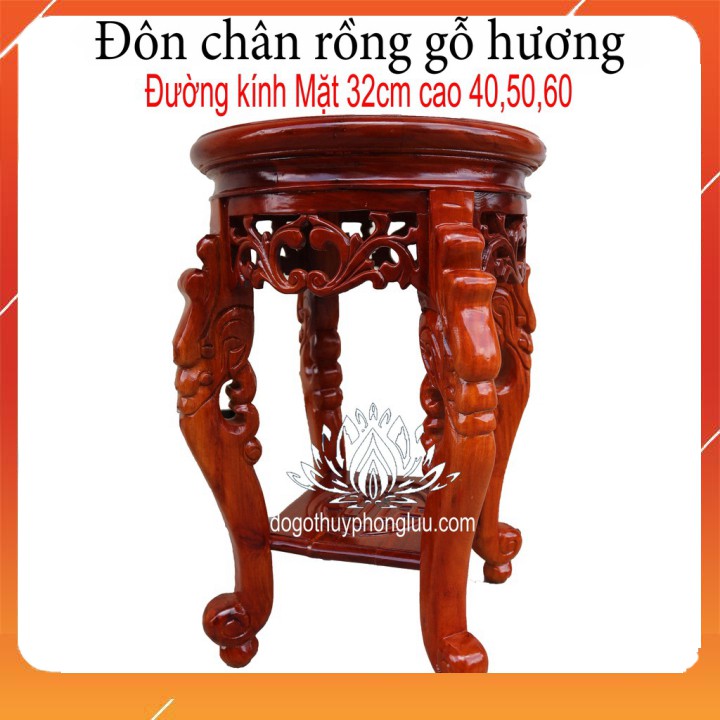 Đôn rồng gỗ hương, Kỷ chân rồng cao gỗ hương mặt 32cm cao 40, 50, 60
