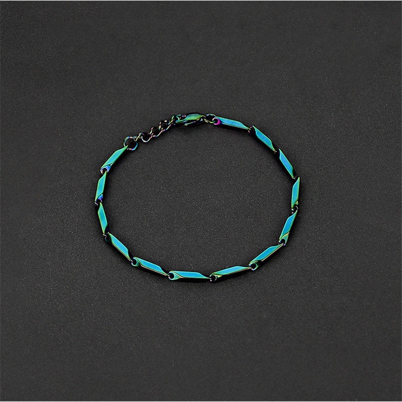 Vòng Tay Dây Xích Bằng Thép Titan Họa Tiết Lá Tre Phong Cách Hip hop Thời Trang Cho Nam Và Nữ