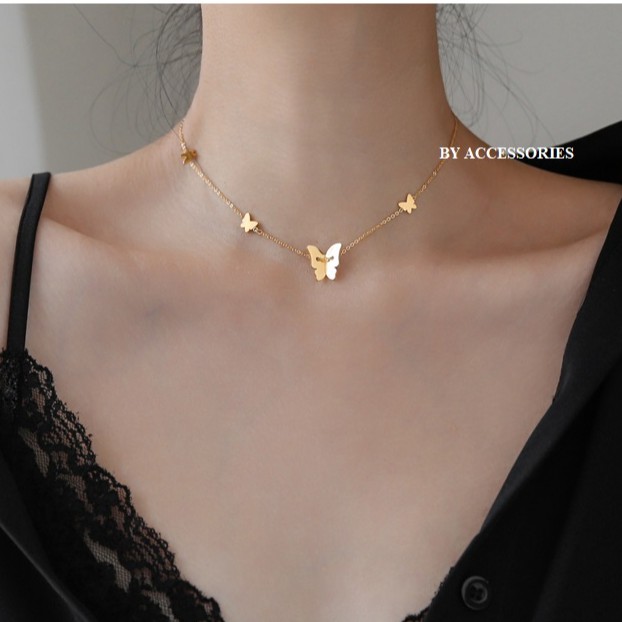 Vòng cổ choker titan butterflies bươm bướm không gỉ