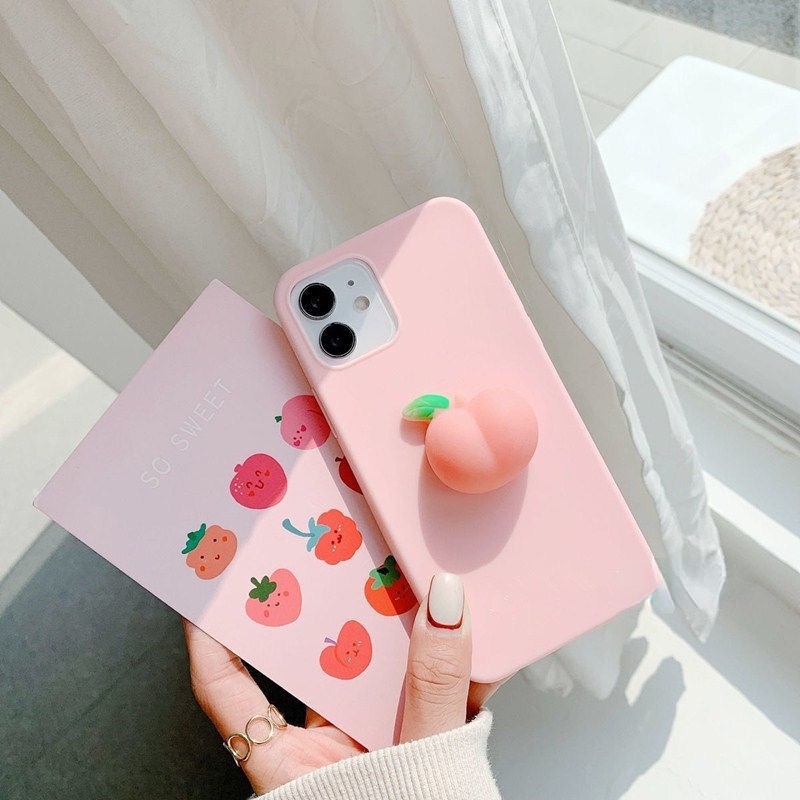 Ốp điện thoại TPU silicon mềm hình quả đào 3D cho OPPO Realme C12 C15 C17 C20 C25