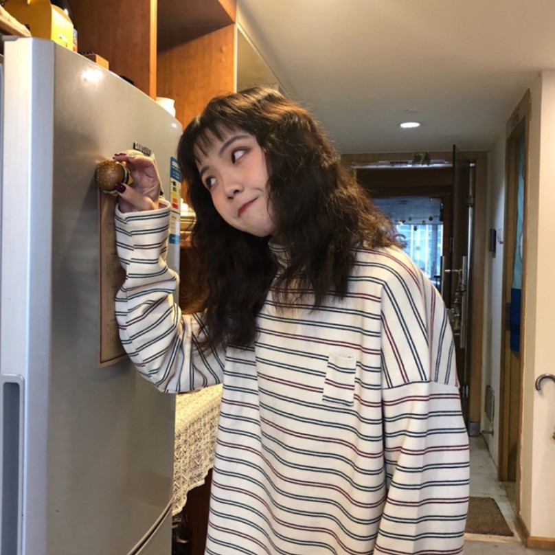 Áo thun dài tay sọc ngang phong cách Hàn Quốc | BigBuy360 - bigbuy360.vn