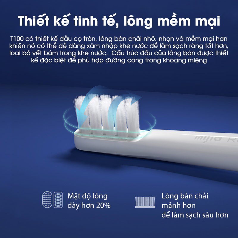 Bàn Chải Đánh Răng Điện Xiaomi Mijia T100 / T200 - Công Nghệ Sonic, Thời Lượng Pin Dài Đến 30 Ngày