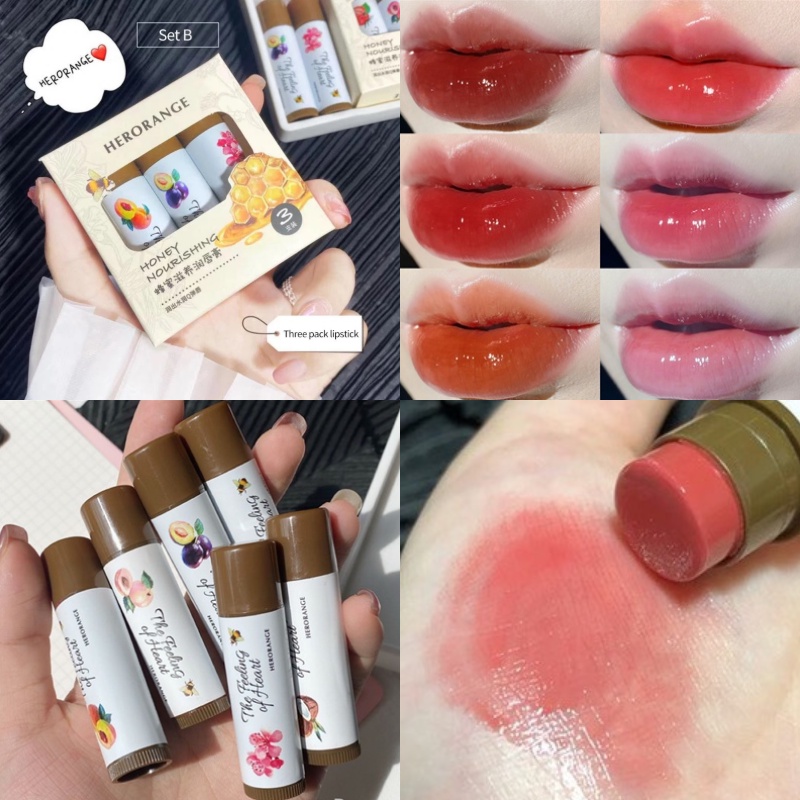Set 3 son dưỡng môi không màu lâu trôi phù hợp mùa thu đông