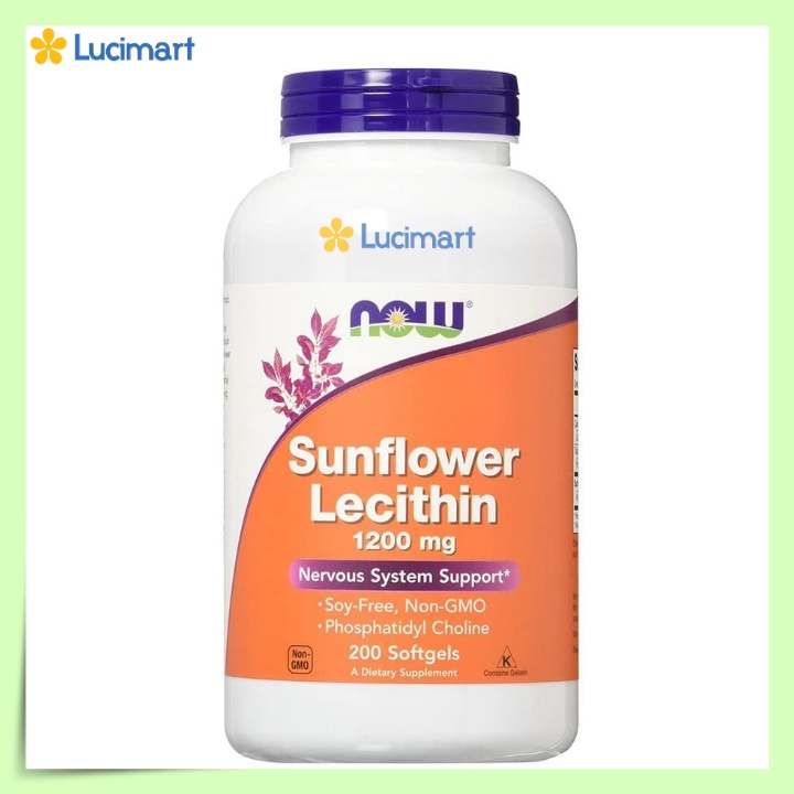 Viên uống chống tắc tia sữa Now Sunflower Lecithin 1200 mg [Hàng Mỹ hạn dùng 2024]