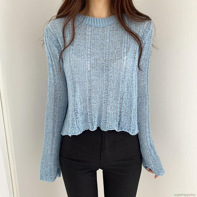 Áo Sweater Dệt Kim Dáng Rộng Tay Dài Thiết Kế Thanh Lịch Cho Nữ | BigBuy360 - bigbuy360.vn