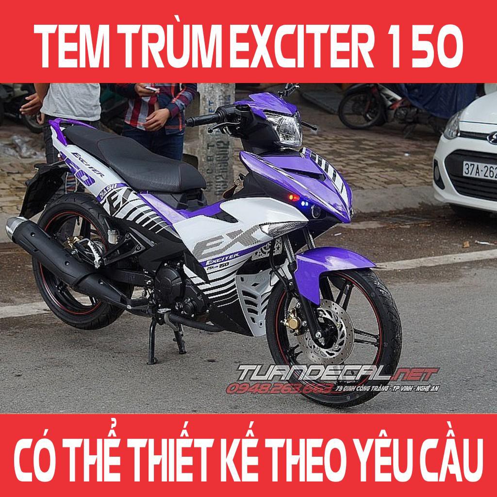 Tem Trùm Exciter 150 Mxking Tím Trắng Đẹp - Đổi màu sắc và họa tiết theo yêu cầu