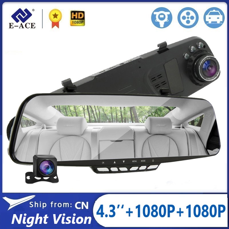 Gương Chiếu Hậu Tích Hợp Camera Kép Dvr 1080P HD 4.3 Inch Cho Xe Hơi