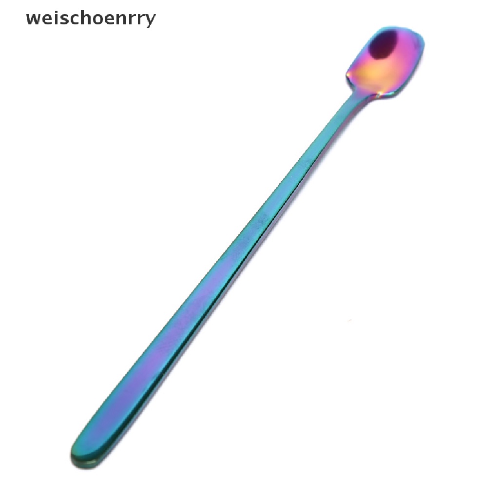 1 muỗng cà phê đầu vuông cán dài bằng thép không gỉ nhiều màu sắc