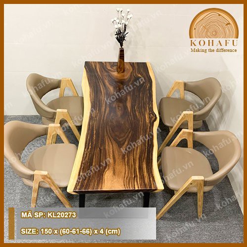 [HÀNG SALE] Mặt bàn gỗ me tây và chân sắt hôp dùng làm bàn ăn gia đình gỗ me - KL20273 | BigBuy360 - bigbuy360.vn