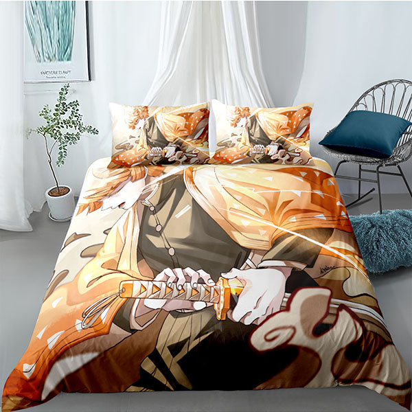 Bộ vỏ gối chăn và ga giường in hình nhân vật anime Demon slayer
