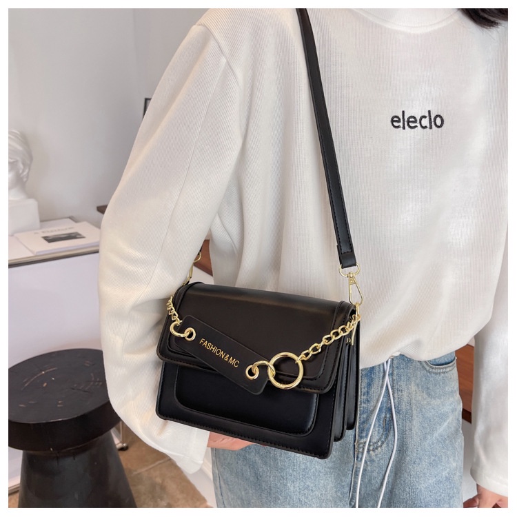 Túi xách IELGY đeo chéo vai hình vuông nhỏ màu tương phản thời trang đơn giản