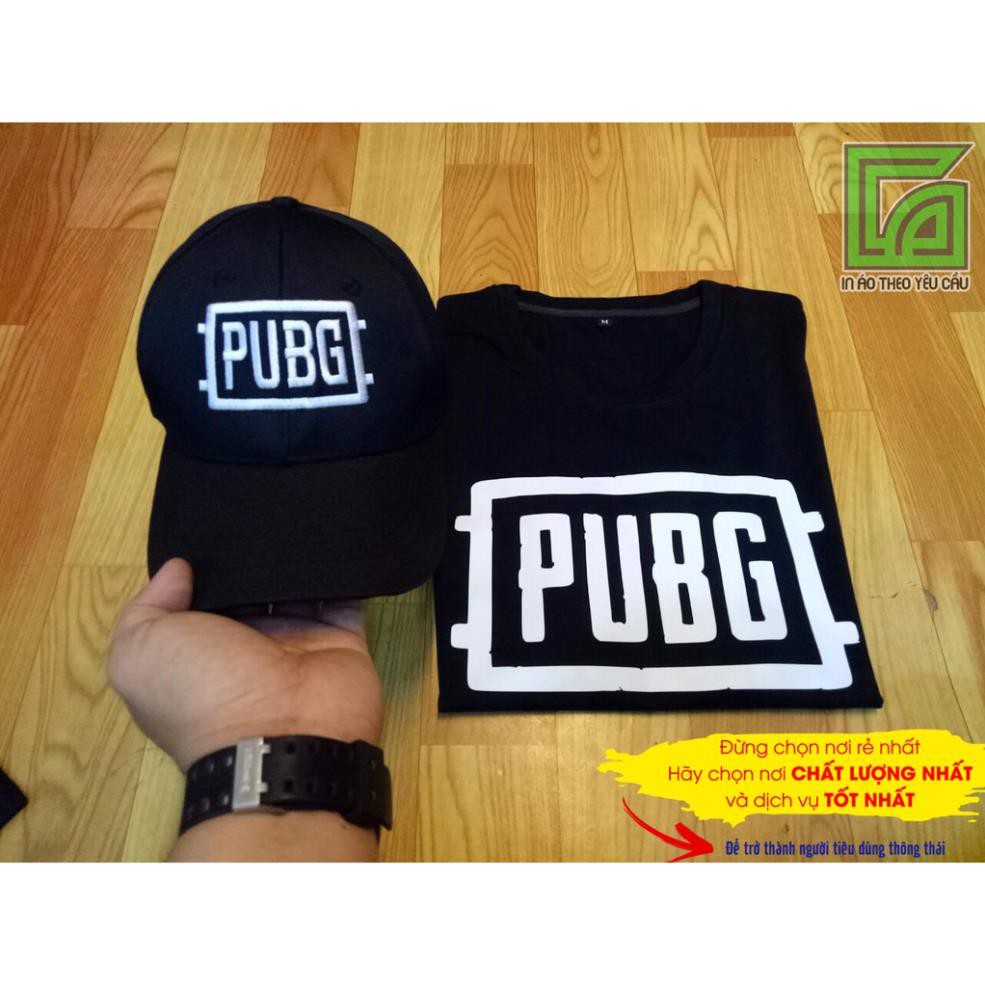 HOT- combo áo thun đen in logo pubg ảnh thật chụp in tại shop