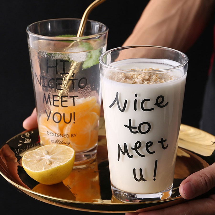 Cốc Thuỷ Tinh [𝐍𝐞𝐰] - Ly Thuỷ Tinh Uống Trà, Uống Nước, Cà Phê, Sinh Tố, Nhiều Mẫu Chữ, Có Vạch Chia ml- C07 | BigBuy360 - bigbuy360.vn