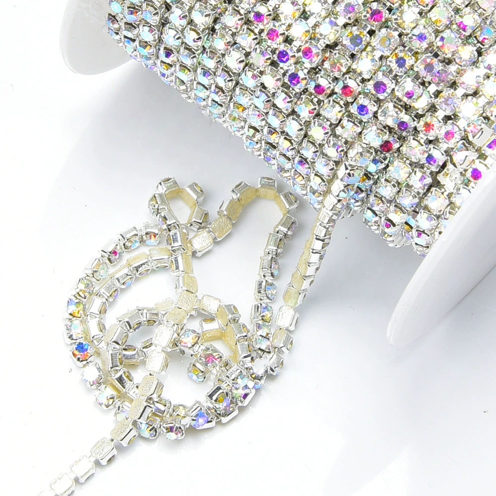 1860469 Dây Xích Đá Thủy Tinh Dày Dặn Đế Cao Su Dùng Để Trang Trí Quần Áo / Túi Xách Phong Cách Mới