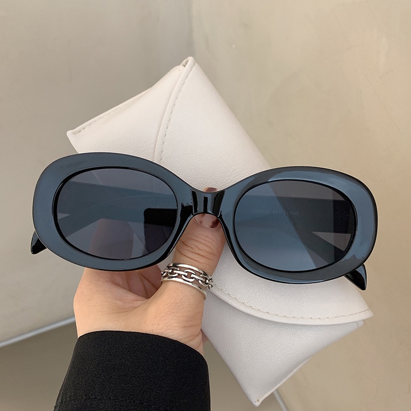 Kính Mát Gọng oval Chống Nắng Phong Cách Âu Mỹ Thời Trang Cho Nữ