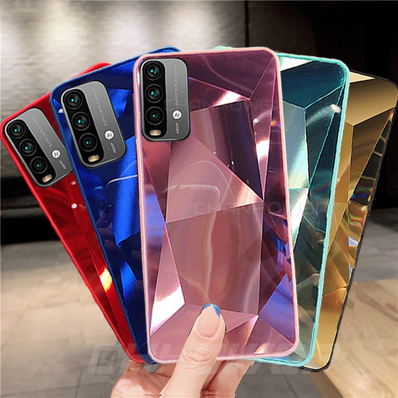 Ốp điện thoại tráng gương họa tiết vân kim cương 3D thời trang sang trọng cho Xiaomi