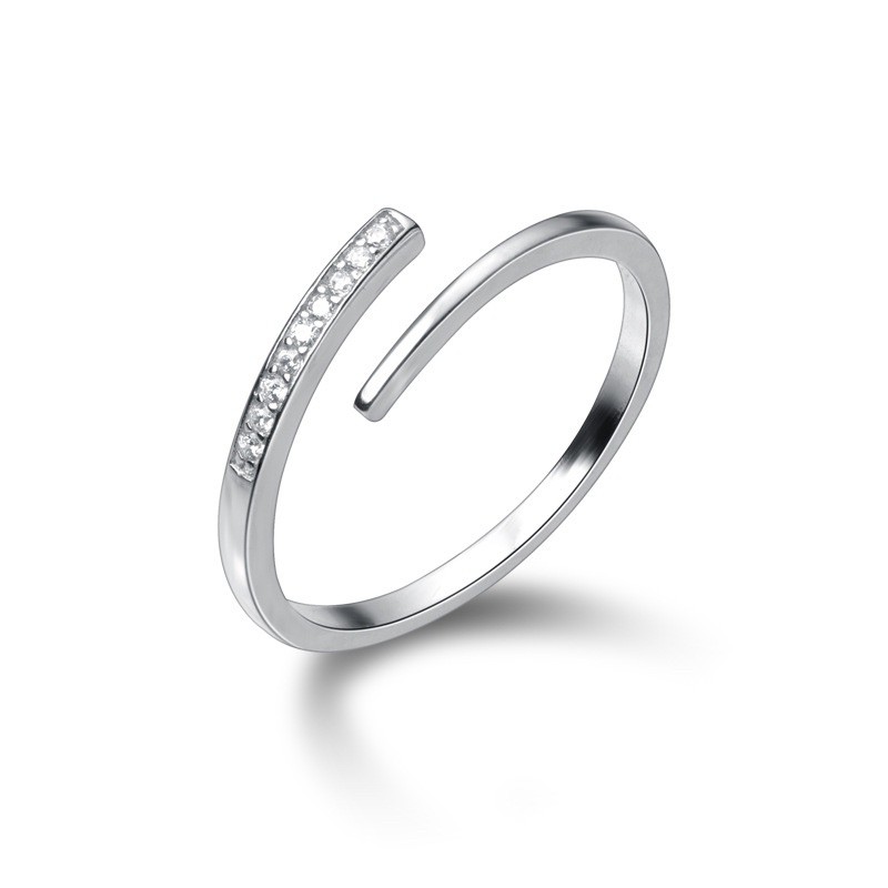 Nhẫn bạc nữ đính đá đơn giản cá tính Duyson, nhẫn nữ bạc 925 thiết kế dễ dàng chỉnh size