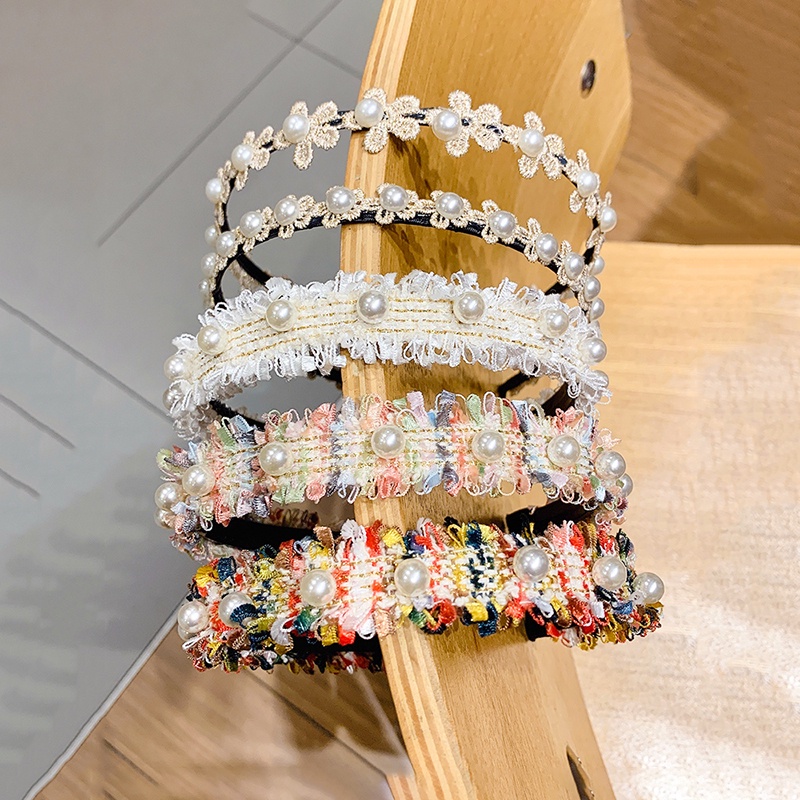 Mới Băng Đô Cài Tóc Đính Ngọc Trai Chống Trượt Cho Nữ