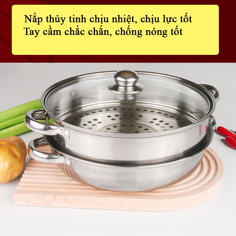 Nồi hấp 2 tầng đa năng sử dụng được trên mọi loại bếp, bếp từ, bếp ga, bếp hồng ngoại