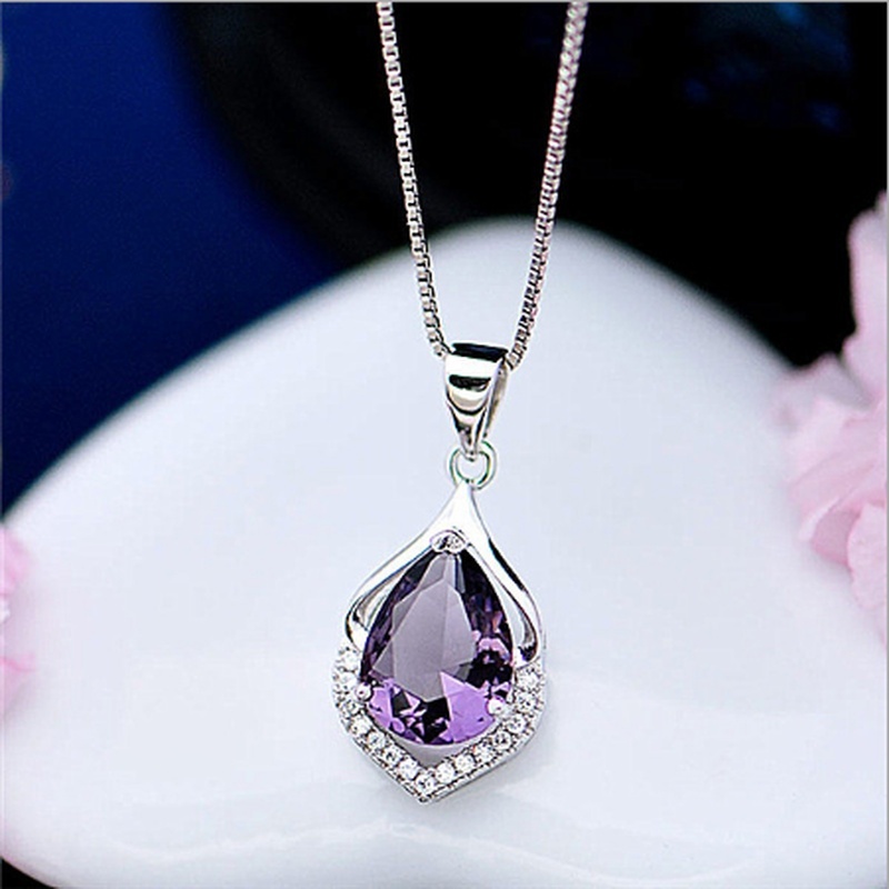 Vòng cổ mặt đá thạch anh tím tự nhiên