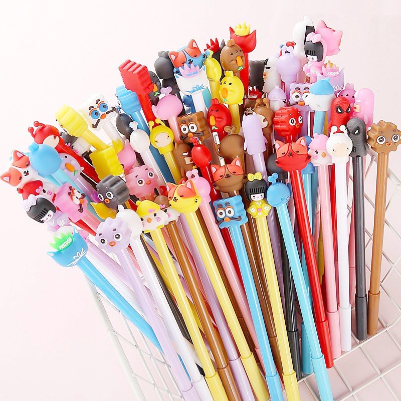 Set 10 cây bút mực xanh đầu thú cute mực tím mix mẫu không trùng Bukao