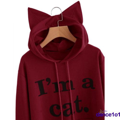 Áo Khoác Hoodie Dáng Rộng Phối Tai Mèo Thời Trang Năm 2020 Cho Nữ