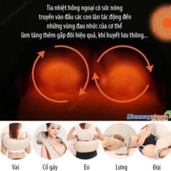 [CHÍNH HÃNG-BH 5 NĂM] Đai Đeo Massage 16 bi cổ vai gáy lưng chuyên sâu AYOSUN Hàn Quốc