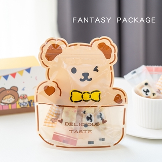 Khuôn Nướng Bánh TS Cao Cấp Chuyên Dụng | Set 50 Túi Đựng Bánh Quy Trong Suốt Có Khóa Kéo In Hình Gấu Hoạt Hình Dễ Thương