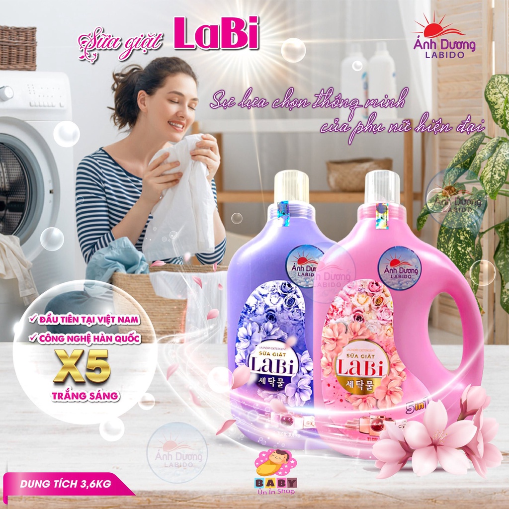 NƯỚC GIẶT LABI CÔNG NGHỆ NHẬT BẢN - THƠM NGÁT &amp; MỀM VẢI CAN 3,6L.