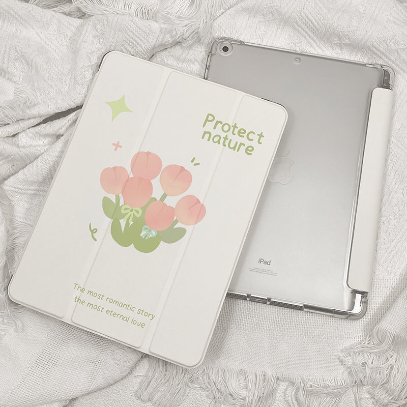 Bao Da Máy Tính Bảng In Họa Tiết Hoa Tulip Có Giá Đỡ Cho Ipad Pro 10.5'' 11'' 12.9'' 2018 2020 2021 Mini 1/2/3/4/5/6 Air 1/2/3/Trii Air 5