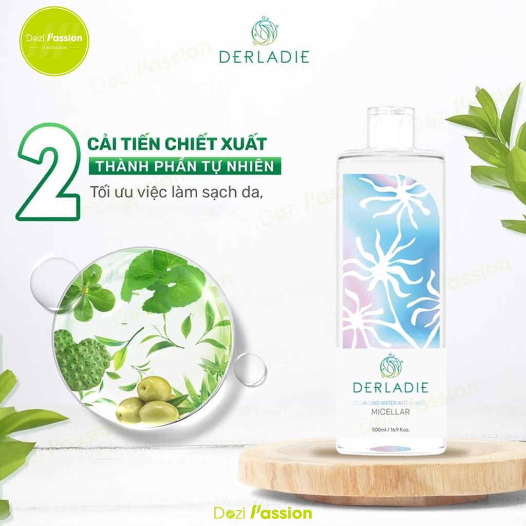 Nước Tẩy Trang Derladie Làm Sạch, Ngừa Mụn - Derladie Cleansing Water Witch Hazel 500ml