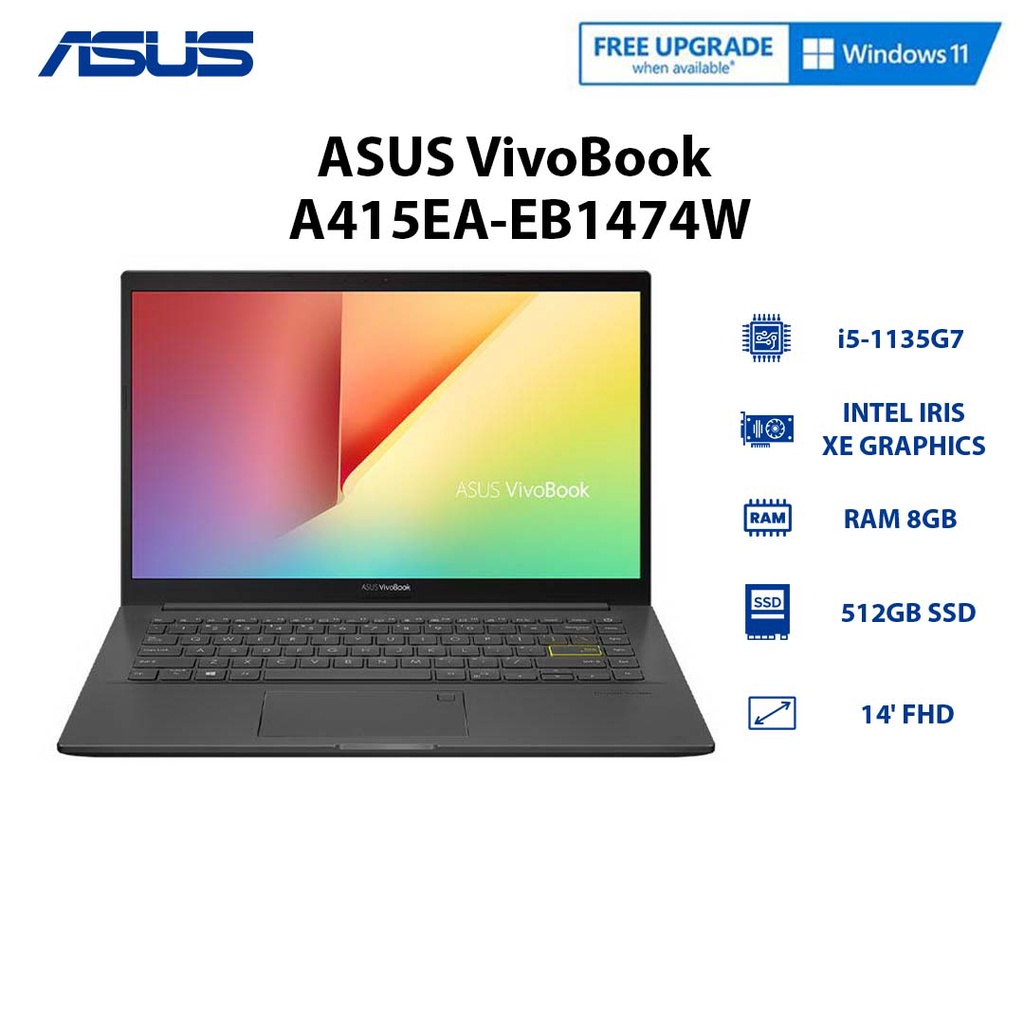 Laptop ASUS VivoBook A415EA-EB1474W (i5-1135G7 | 8GB | 512GB | 14' FHD)