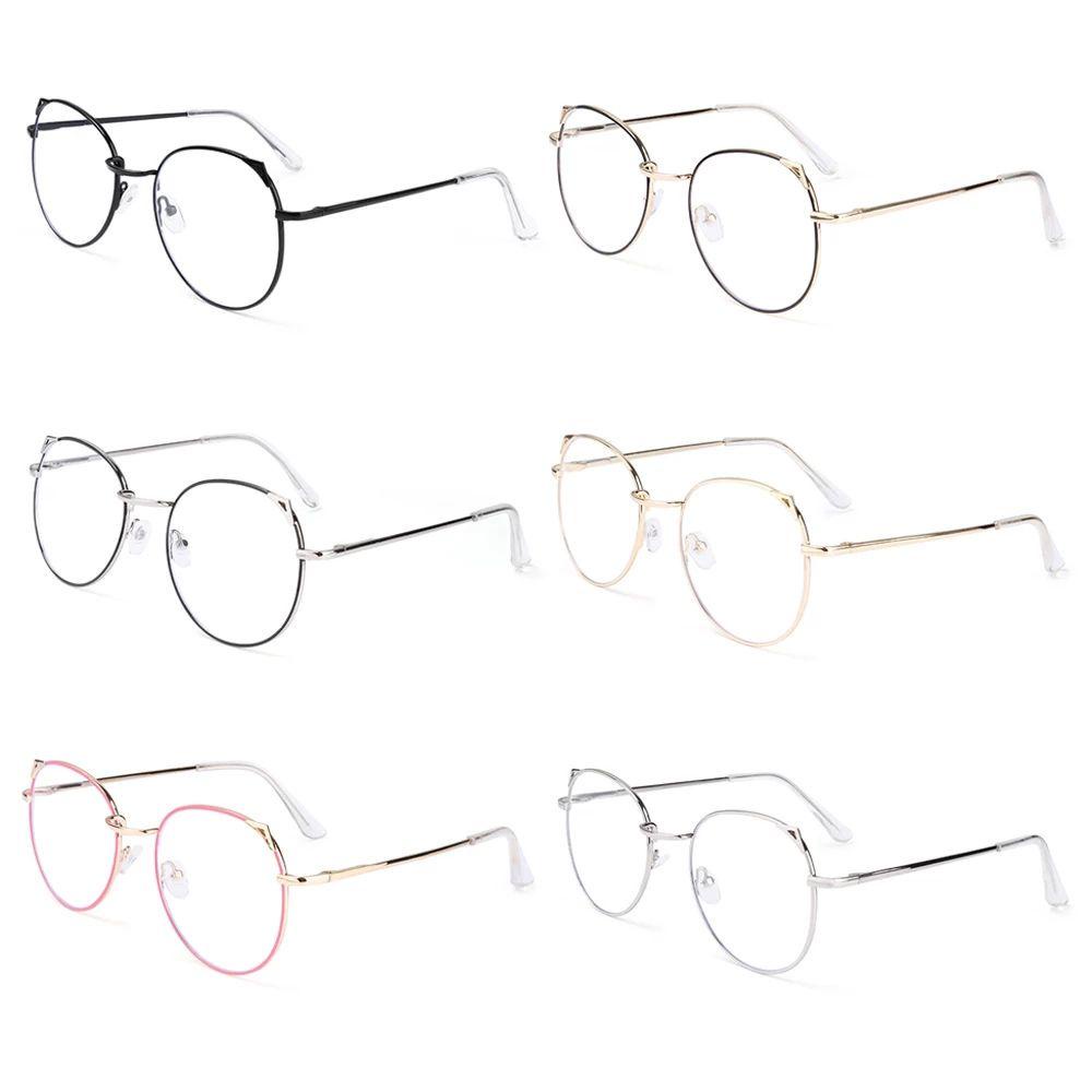 Kính Chống Tia Bức Xạ Gọng Tròn Bằng Kim Loại Thời Trang Hàn Quốc Cho Nữ