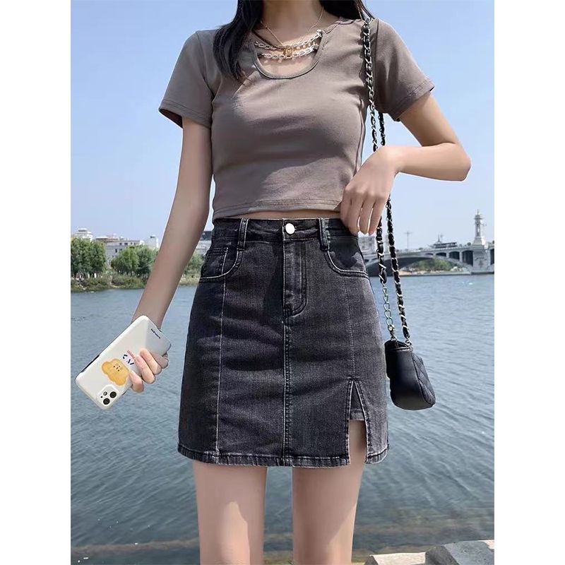 Chân váy jean Ngắn Lưng Cao Dáng Ôm Thời Trang Mùa Hè Hàng Mới 2022 Dành Cho Bạn Nữ