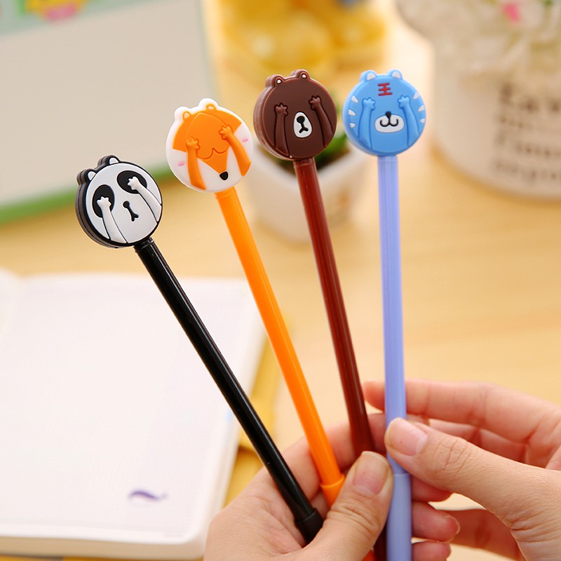 Combo 10 Bút Gel Nước Hoạt Hình Động Vật Gấu Hổ Cáo Xinh Xắn !