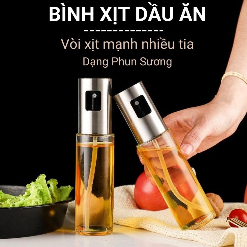 Bình xịt dầu ăn gia vị 100ml chai xịt dầu ăn cho nồi chiên không dầu phun sương cao cấp nắp inox đồ dùng nhà bếp Angola