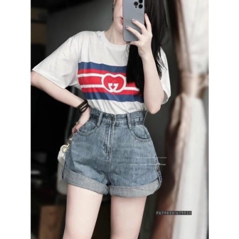Quần sooc bồ ống rộng phối chun eo 2 màu - Short jean ống rộng cạp cao vintage, thiết kế đường phố, hàn quốc SIÊU HOT