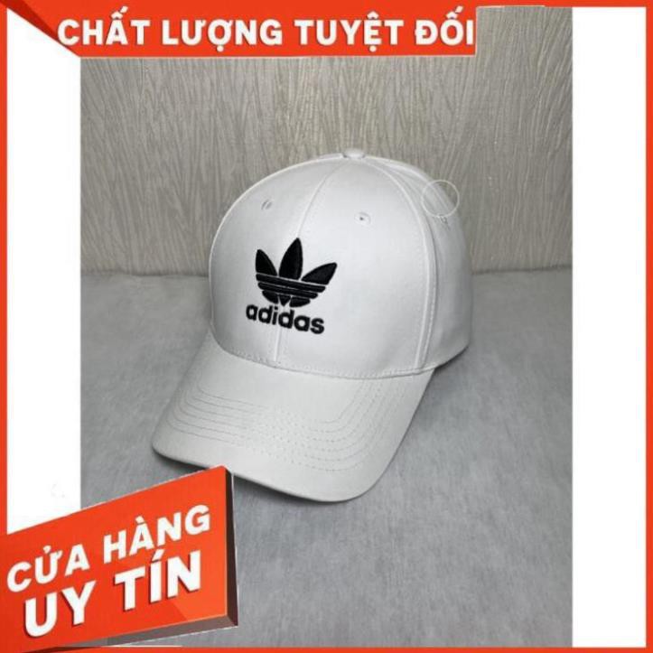 Nón kết Mũ lưỡi trai Adidas trắng logo thêu đen dành cho nam nữ Free size [ FULL BOX ] 👒 ⚡