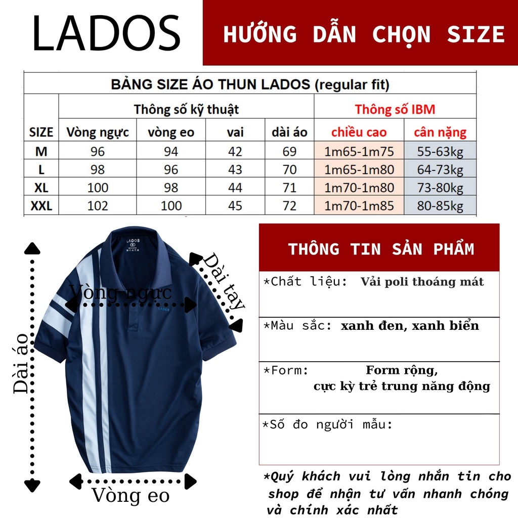 Áo thun polo nam sọc dọc phông đẹp LADOS - 9050 vải poli thoáng mát, thấm hút mồ hôi tốt