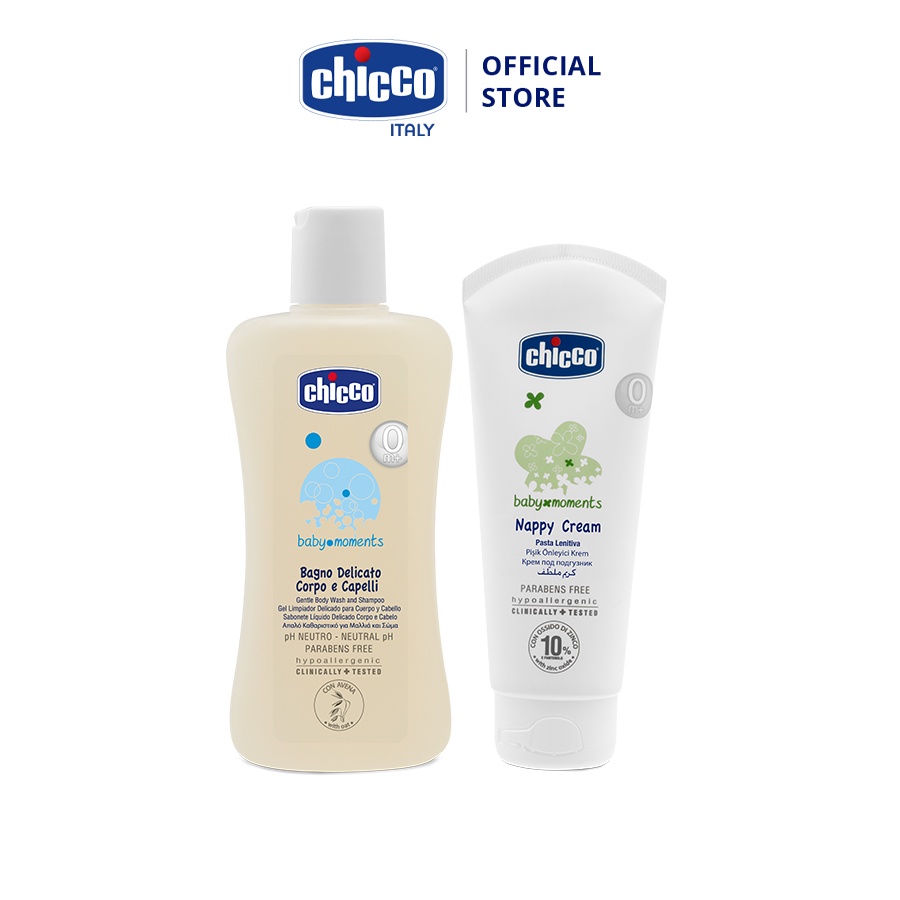 Combo Sữa tắm gội chiết xuất Yến mạch 0M+ Chicco &amp; Kem hăm 3 tác động Chicco 0M+ 100ml